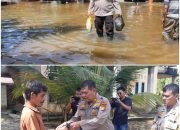 Kapolsek Siak Hulu Giat Cooling System Pemilu Damai dan Salurkan Bansos Paket Sembako korban Banjir di Desa Buluh Cina