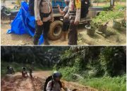 Luar Biasa Komandan, Kanit Samapta Polsek XIII Koto Kampar Berjuang di jalanan Berlumpur Kawal Kotak Suara Pemilu