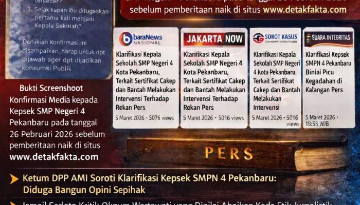 Polemik Sertifikat Cakep Kepsek SMPN 4 Pekanbaru Memanas, DPP AMI Angkat Bicara