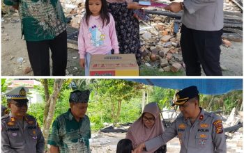 Kapolsek Siak Hulu Salurkan Bantuan untuk Korban Kebakaran di Desa Pangkalan Baru