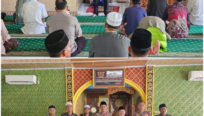 Green Harkamtibmas : Kapolsek Siak Hulu Sampaikan Imbauan Kamtibmas kepada Jemaah Masjid Al Huda Pangkalan Baru