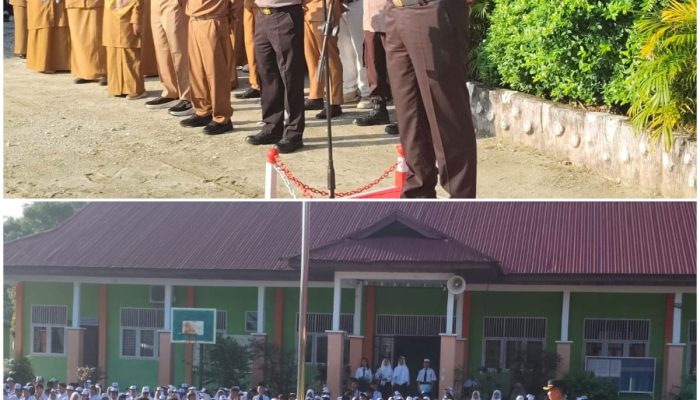 Kapolsek Siak Hulu Pimpin Upacara Bendera di SMPN 6 Serukan Anti Narkoba, dan Green Policing Tanam Pohon Matoa