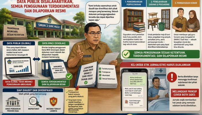 Klarifikasi Dana BOS SMAN 3 Siak Hulu : Data Publik Disalah Artikan, Semua Penggunaan Terdokumentasi dan Dilaporkan Resmi