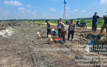 Dukung Swasembada Pangan 2026, Empat Personel Polsek Siak Hulu Cek Penanaman Jagung Kuartal II di Lahan KOPPSA-M