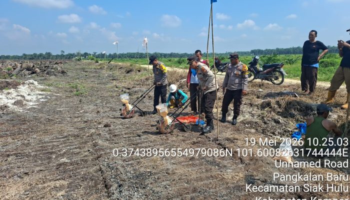 Dukung Swasembada Pangan 2026, Empat Personel Polsek Siak Hulu Cek Penanaman Jagung Kuartal II di Lahan KOPPSA-M