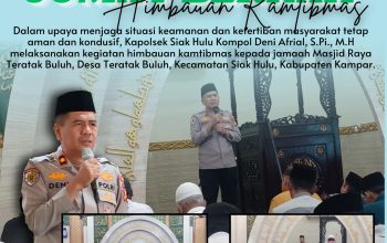 Kapolsek Siak Hulu Sampaikan Himbauan Kamtibmas kepada Jamaah Masjid Raya Teratak Buluh