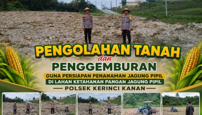 Polsek Kerinci Kanan Percepat Olah Lahan Jagung Pipil Kuartal III Tahun 2026, Dukung Target Swasembada Pangan Nasional