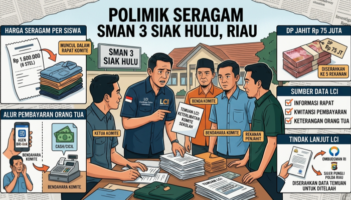 LCI Pertanyakan Klarifikasi Komite SMAN 3 Siak Hulu : Jika Tidak Terlibat, Mengapa Uang Seragam diKelola Bendahara..?