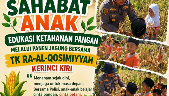 Polisi Sahabat Anak, Polsek Kerinci Kanan Perkenalkan Pentingnya Ketahanan Pangan kepada Anak Usia Dini