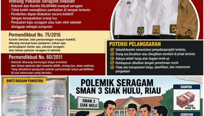 LCI-RIAU Pertanyakan Klarifikasi Komite SMAN 3 Siak Hulu : Jika Tidak Terlibat, Mengapa Uang Seragam di Kelola Bendahara..?