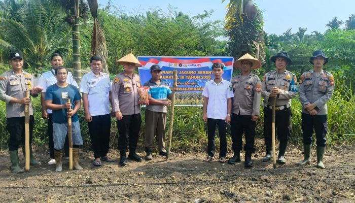 Polsek Kerinci Kanan Bersama Pemerintah Kampung Gabung Makmur Tanam Jagung Pipil Kuartal III 2026