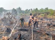 Kapolsek Siak Hulu Pimpin Langsung Pemadaman Kebakaran Lahan Gambut di Pandau Jaya