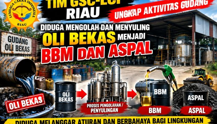 LCI Riau Bongkar Aktivitas Gudang Di Siak Hulu, Diduga Mengolah Dengan Menyuling Oli Bekas Menjadi BBM dan Aspal