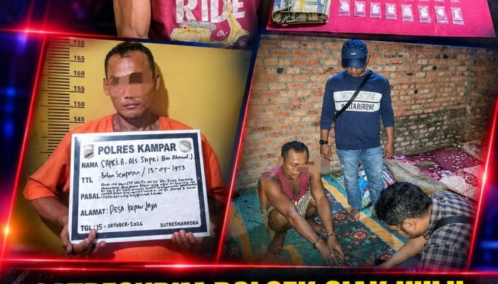 Gerak Cepat..! Reskrim Polsek Siak Hulu Tangkap Pengedar Sabu Sabu, BB 3,12 Gram Di Desa Kepau Jaya
