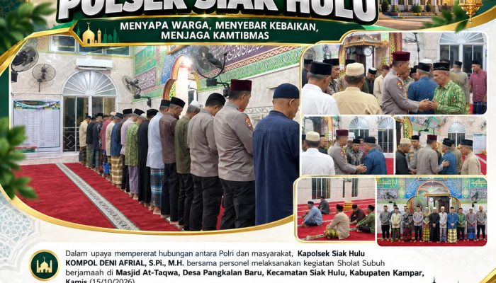 Kapolsek Siak Hulu Ajak Masyarakat Jaga Kamtibmas Melalui Sholat Subuh Berjamaah