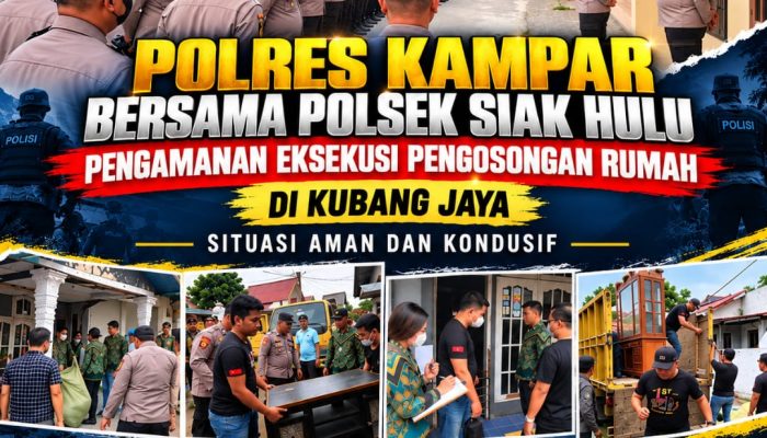 Polres Kampar Bersama Polsek Siak Hulu Pengamanan Eksekusi Pengosongan Rumah di Kubang Jaya, Situasi Aman dan Kondusif