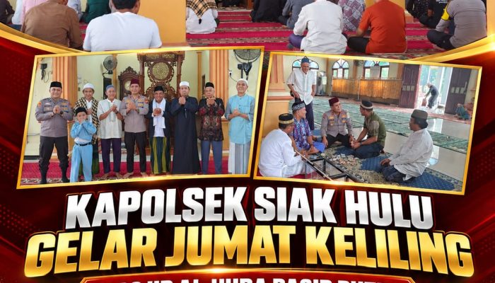 Kapolsek Siak Hulu Gelar Jumat Keliling dengan Jamaah di Masjid Al-Huda Desa Baru tentang Bahaya Hoaks