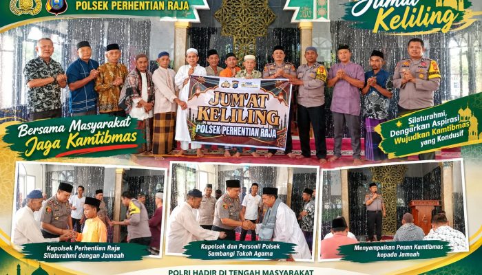 Giat Jumat Keliling Kapolsek Perhentian Raja Sholat Jumat Berjamaah di Masjid Nur All Jabbar, Imbau Kamtibmas Tetap Aman Dan Kondisif