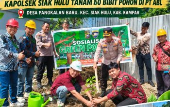 Dukung Green Policing, Kapolsek Siak Hulu Tanam 50 Bibit Pohon di PT ABL Desa Baru Kec. Siak Hulu